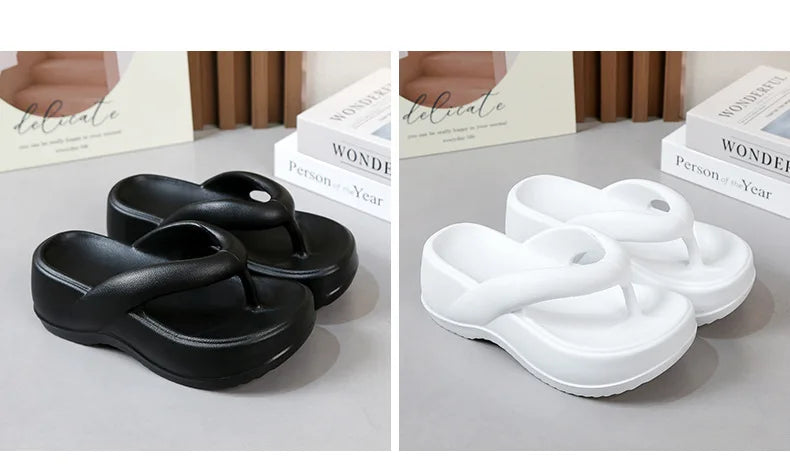 Eyriphy – tongs à plateforme pour femmes, sandales d'été à fond épais, pantoufles de plage en plein air, salle de bain, chaussures de maison, confortables, semelle souple