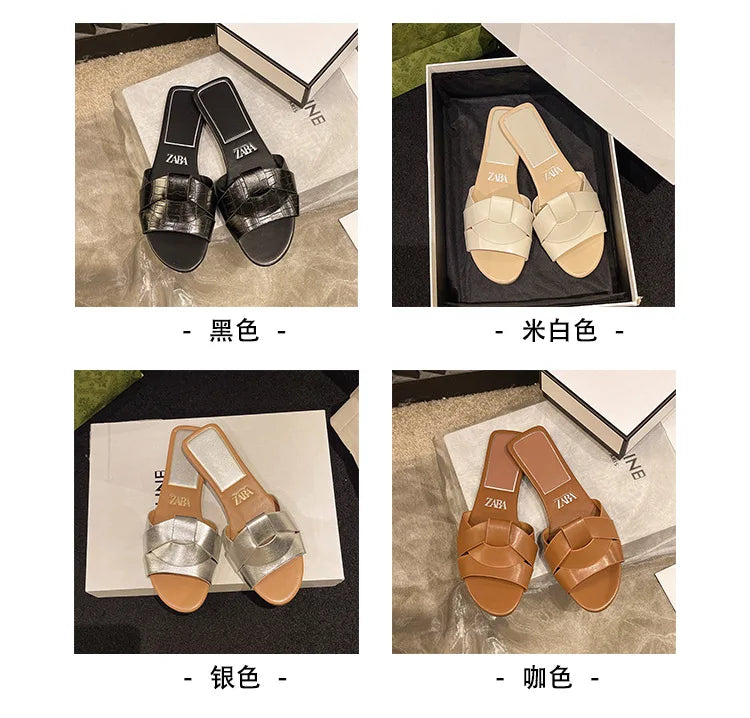 Offre spéciale femmes pantoufles à talons bas pantoufles confortables Sexy croix Peep orteil chaussures de luxe en plein air plage femmes respirabilité chaussures