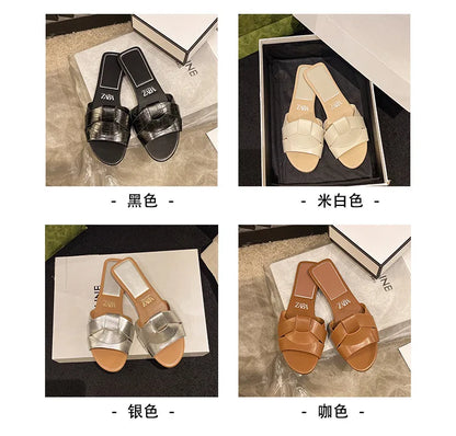 Offre spéciale femmes pantoufles à talons bas pantoufles confortables Sexy croix Peep orteil chaussures de luxe en plein air plage femmes respirabilité chaussures