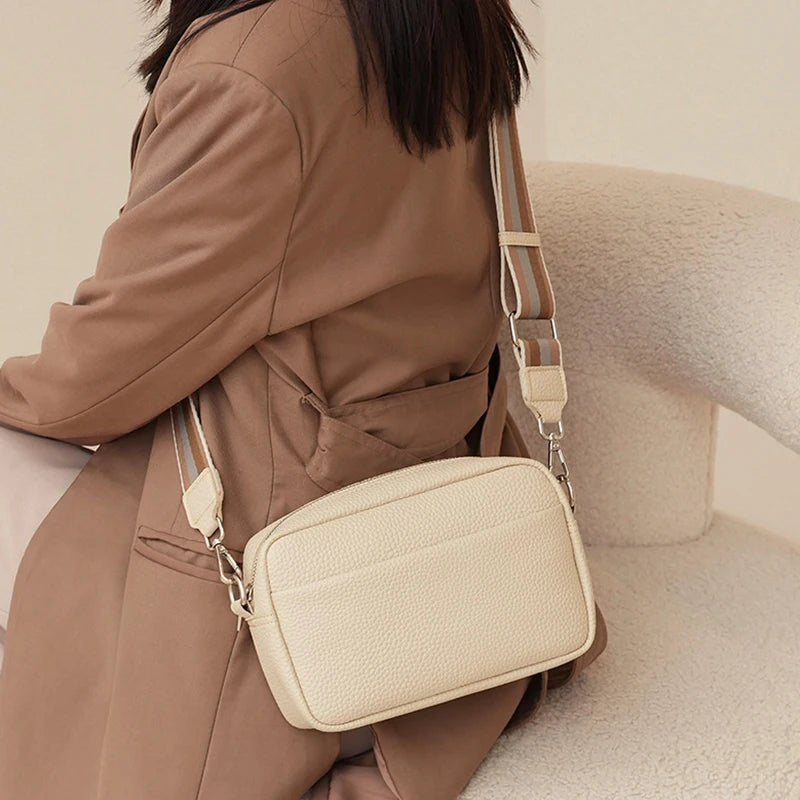 Sacs à bandoulière couleur Hit pour femmes, sacoches en cuir PU, petit sac à main à large sangle