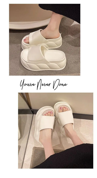 Sandales d'été à talons hauts de 7 cm pour femmes, mules à talons épais, tongs EVA, chaussures de maison, pantoufles à plateforme d'extérieur, nouvelle collection