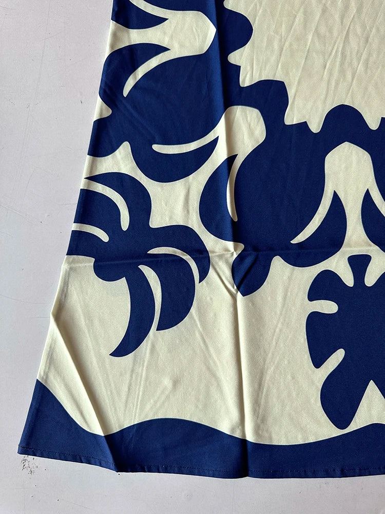 Robe transfrontalière européenne et américaine pour femmes, nouvelle robe, col en v, sans manches, Sexy, imprimée, grand ourlet, longueur moyenne, 2024