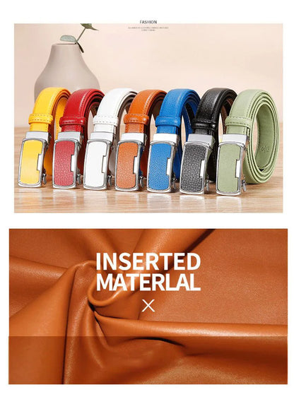 Ceinture de mode coréenne pour femmes, fine, étroite, art, couverture de taille, blanc, orange, bleu, vert, jaune, rouge, designer, ceinture automatique, nouveau