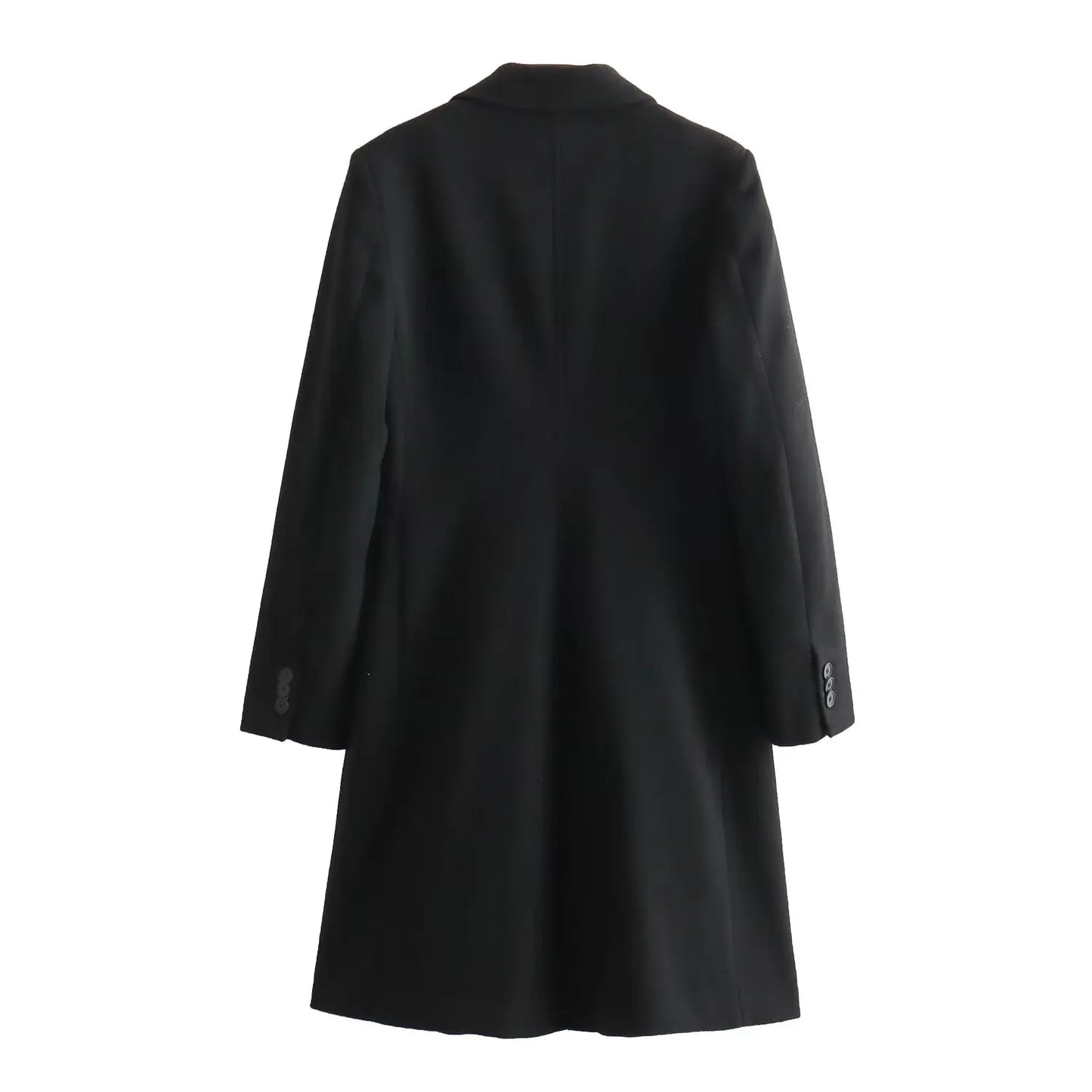 TRAF femmes 2024 automne nouvelle mode Tongle Style coupe ajustée longue manteau décontracté Chic revers bouton à manches longues manteau vêtements d'extérieur Mujer