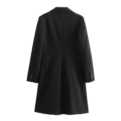 TRAF femmes 2024 automne nouvelle mode Tongle Style coupe ajustée longue manteau décontracté Chic revers bouton à manches longues manteau vêtements d'extérieur Mujer