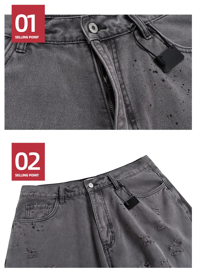 MIJKO jean Baggy délavé pour hommes Streetwear Hip Hop grand jean détruit pantalon en Denim droit