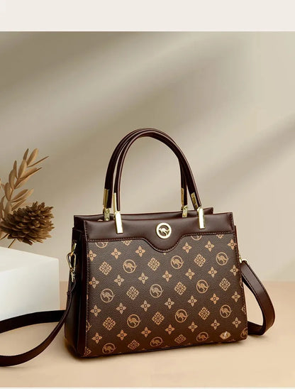 Sac fourre-tout rétro de grande capacité, sac à main imprimé couleur assortie Simple, cadeau pour maman, sac à bandoulière Simple, fermeture à glissière, autre matériau