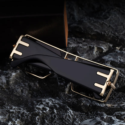 Steampunk Rectangle lunettes de Soleil Femmes Hommes 2025 De Luxe Creux En Métal Cadre Lunettes de Soleil Vintage Punk Hexagone Lunettes UV400 Nuances