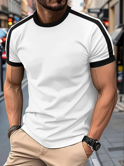 2025 été hommes t-shirt col rond Design de mode coupe ajustée solide t-shirt homme hauts t-shirts à manches courtes t-shirt pour hommes vêtements