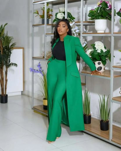 Ensemble femme manches longues x-long Blazer manteau + pantalon Long costume 2025 printemps Streetwear deux 2 pièces ensemble afrique OL tenues de travail