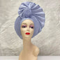 Turban de tête musulman pour femmes, Gele africain violet, casquettes déjà fabriquées, Auto Aso Oke, cravate de sauna Gele, chapeau rond pour dames, Z620-2 de fête