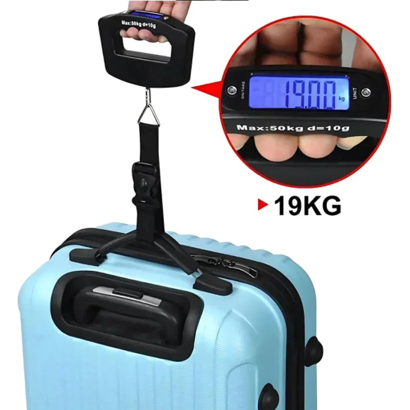 Balance à bagages numérique 50kg/10g, valise électronique Portable, pesée de voyage avec rétro-éclairage, balances électroniques suspendues de voyage