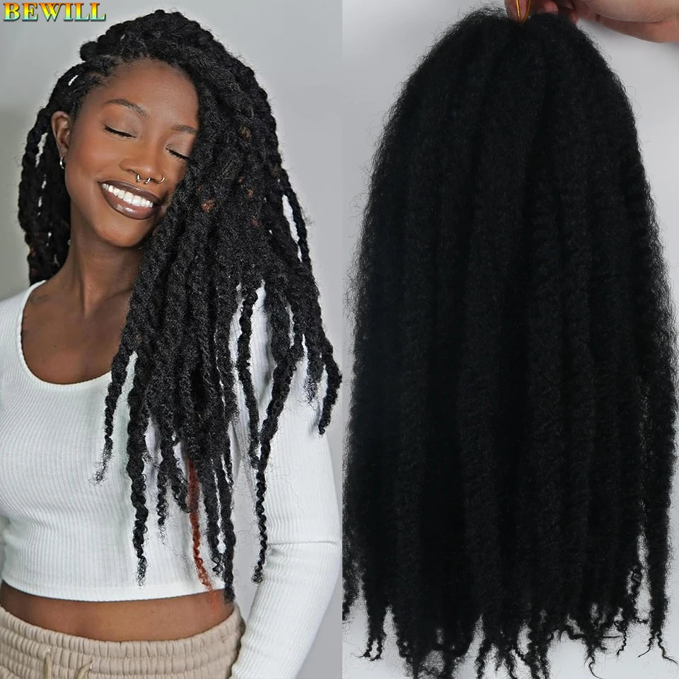1 - 6 paquets de cheveux en crochet de twists Marley de 18 pouces, de noir et brun à blond, cheveux de tresse ombré Afro Marley synthétique, pour les tresses de mèches fausses