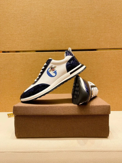 Designers Italie Chaussures d'abeilles décontractées pour hommes Mode de luxe Chaussures en cuir véritable pour affaires Baskets classiques de sport à lacets