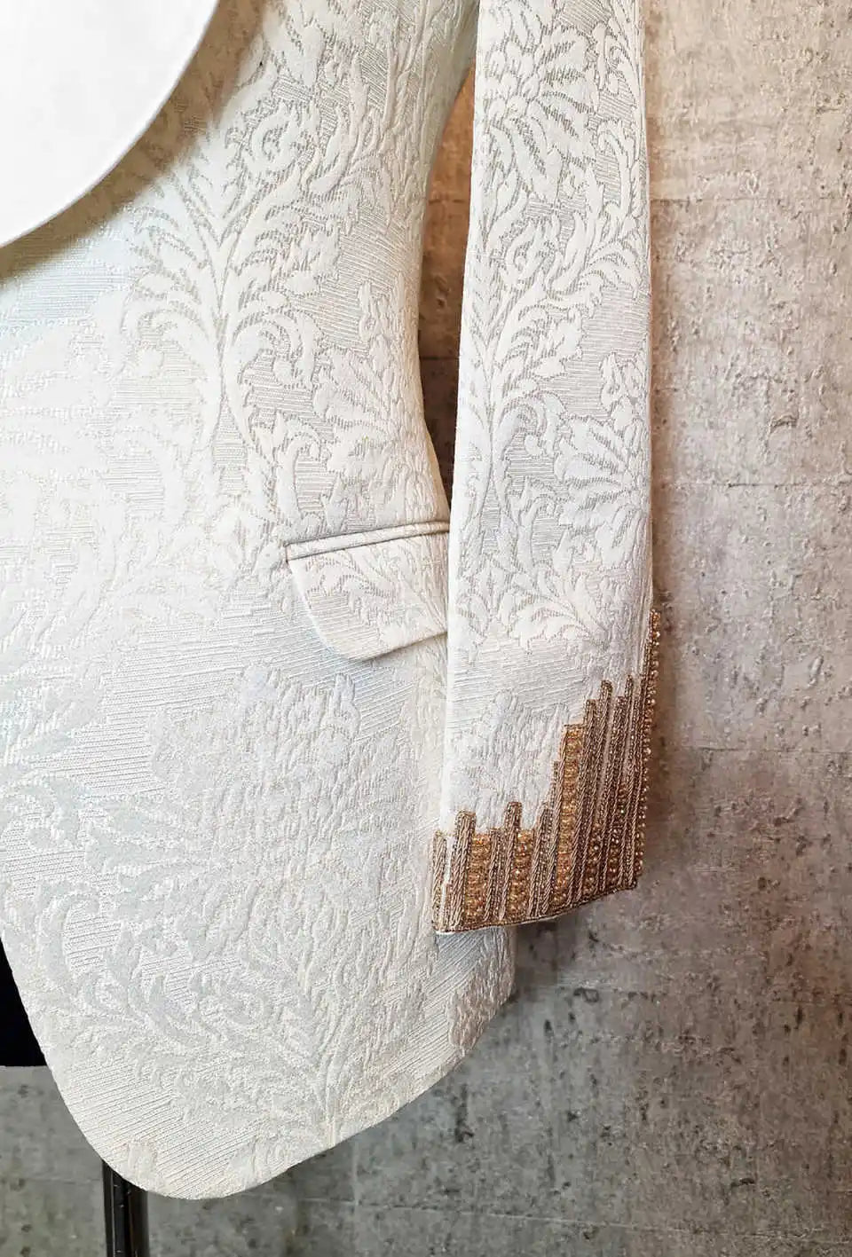 Tuxedos de mariage formel avec boucle perlée Jacquard hommes costumes châle revers 1 pièce ensemble veste beaux blazers de marié personnalisés