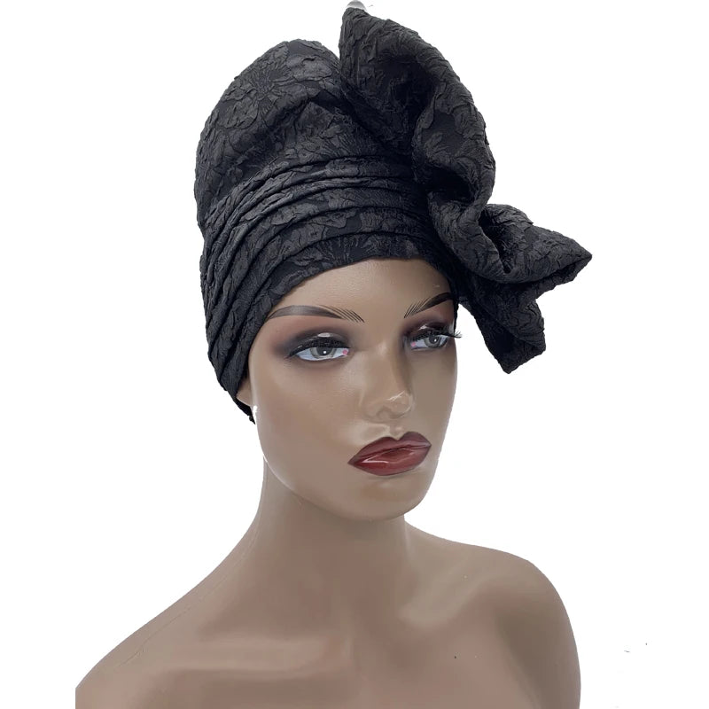 Turban Africain à Grande Fleur pour Femme, Foulard de Sauna Musulman à la Mode