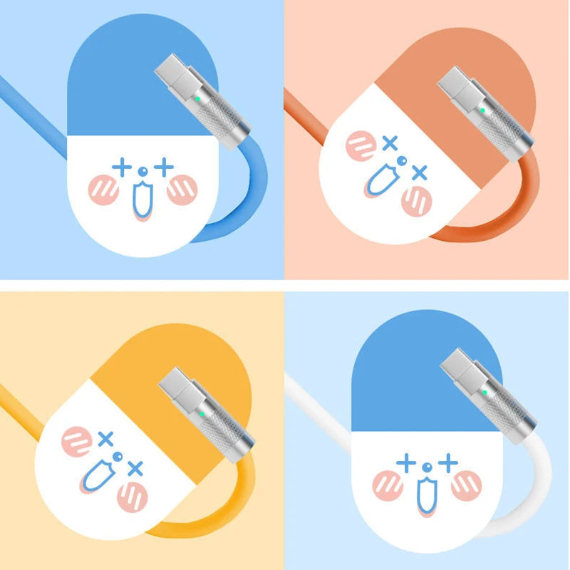 120w 6a Charge Super rapide PD Type C câble en Silicone liquide Charge rapide 1M 2M câble Usb câble de chargeur Usb C à C