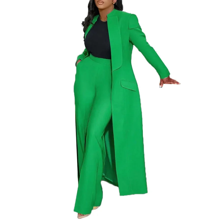 Ensemble femme manches longues x-long Blazer manteau + pantalon Long costume 2025 printemps Streetwear deux 2 pièces ensemble afrique OL tenues de travail