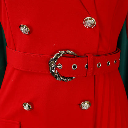 Robe plissée mi-longue à col de costume, taille haute, à la mode, nouvelle collection automne 2025