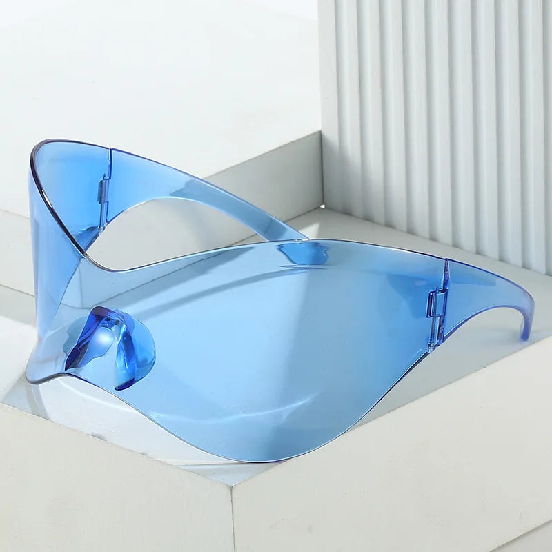Lunettes de soleil surdimensionnées avec bouclier futuriste pour femmes et hommes, masque argenté à la mode, visière, Punk Y2K