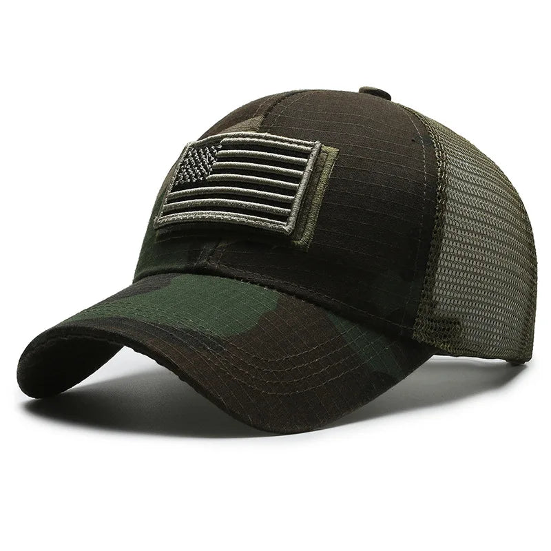 Casquette de Baseball Camouflage drapeau américain pour hommes, tactique respirante en plein air, chapeau à visière d'alpinisme réglable et élégant