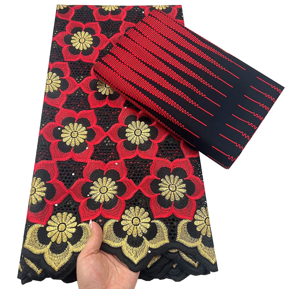 Tissu africain en dentelle de Voile suisse, 2.5 + 3 yards, véritable cire pour coudre une robe de soirée, nouvel arrivage