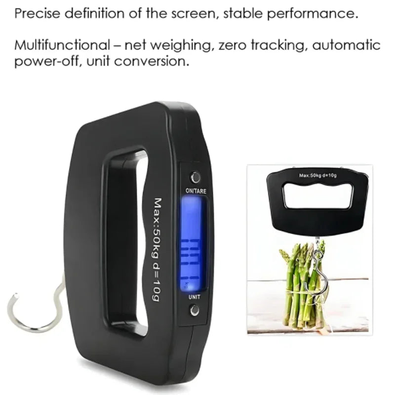 Balance à bagages numérique 50kg/10g, valise électronique Portable, pesée de voyage avec rétro-éclairage, balances électroniques suspendues de voyage