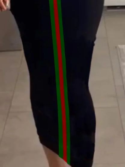 Onecozyday – robe moulante à rayures de couleur contrastée pour femmes, mode col rond, demi-manches, robe de soirée extensible, 2025