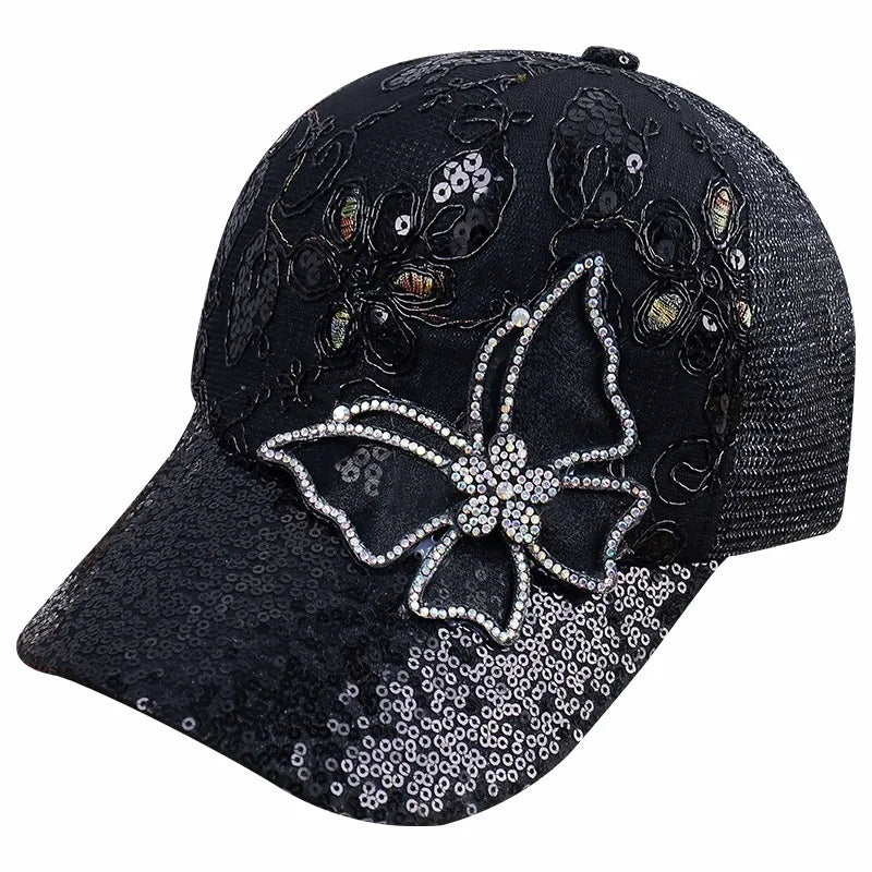 Casquette de Baseball papillon strass, casquette à rabat pour femme et homme, visière, chapeau de soleil, protection solaire, casquette de Sport, mode Unique, chapeau de plage, nouvelle collection