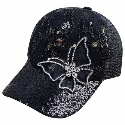 Casquette de Baseball papillon strass, casquette à rabat pour femme et homme, visière, chapeau de soleil, protection solaire, casquette de Sport, mode Unique, chapeau de plage, nouvelle collection