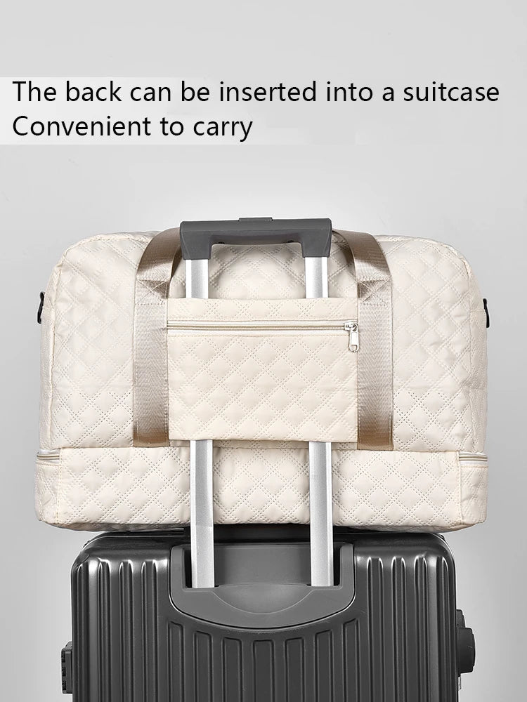 Sac de voyage léger en latex rhombique, sac de rangement portable de grande capacité pour le sport et le fitness, sac de week-end de nuit