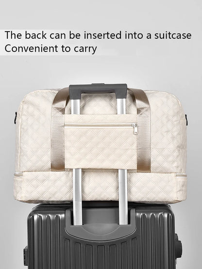 Sac de voyage léger en latex rhombique, sac de rangement portable de grande capacité pour le sport et le fitness, sac de week-end de nuit