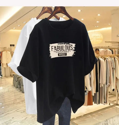 T-shirt à manches courtes et col rond pour femmes, t-shirts basiques en pur coton, t-shirt décontracté, pulls College de lettres, mode élégante d'été, 45-105 noix