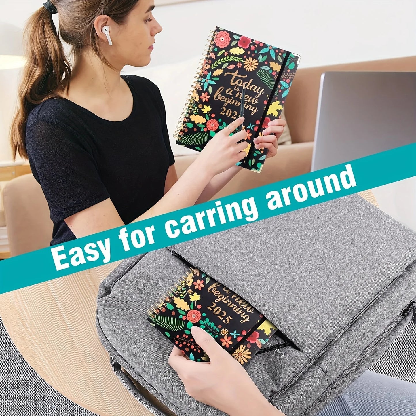 Planificateur 2025 Calendrier hebdomadaire et mensuel 2025 de janvier à décembre A5 (6,2" x 8,5") Plan de travail accaden de 12 mois Etiquettesmic