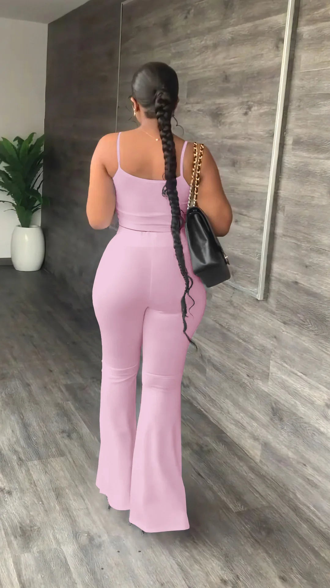 Haut court à bretelles spaghetti et pantalon évasé adt pour femmes, olympiques décontractés, ensemble deux pièces monochromes simples, tenues d'été sexy