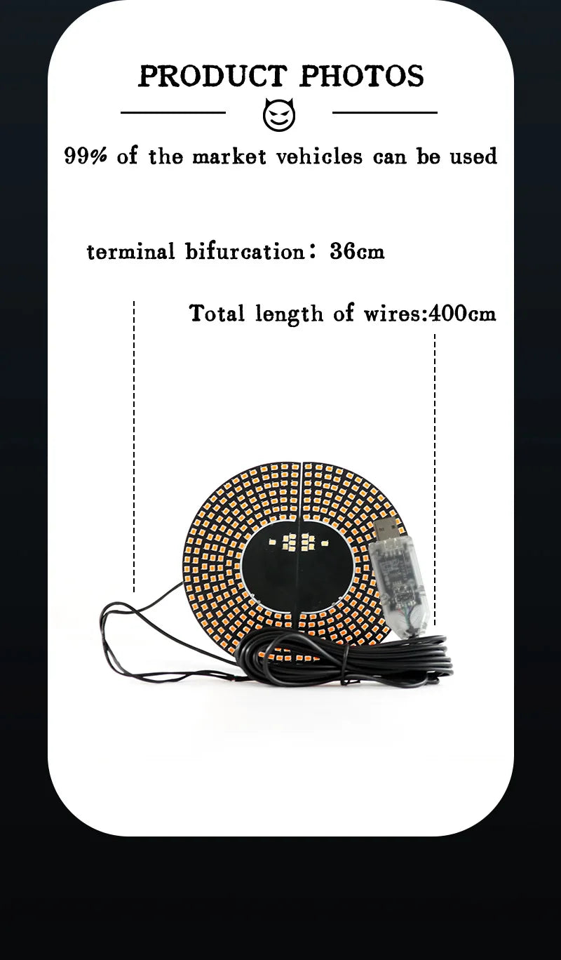 Écran d'affichage de panneau de pixels matriciel LED pour camion, Flexible, rvb, USB, 5V, motif de voiture, Graffiti, texte, projecteur, boutique d'animation, barre de rappel