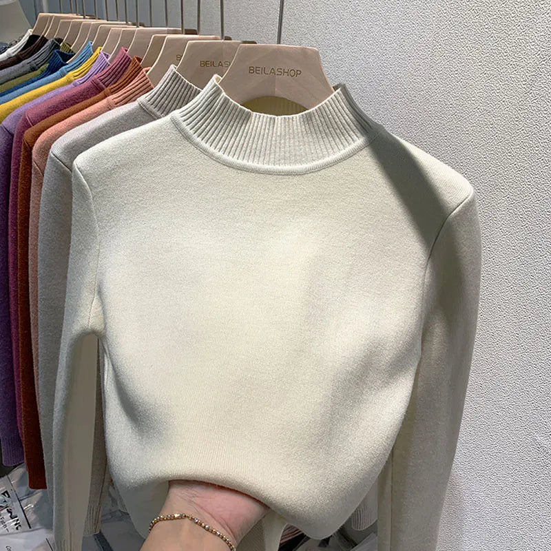 Pull à col roulé à manches longues pour femmes, pulls souriants, pull d'hiver, vêtements pour femmes, nouveau