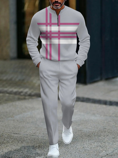 Ensemble pantalon Long à manches longues pour hommes, demi-fermeture éclair imprimée en 3D, fermeture à glissière, ajustement confortable, tenue décontractée à la mode, nouvelle collection 2025