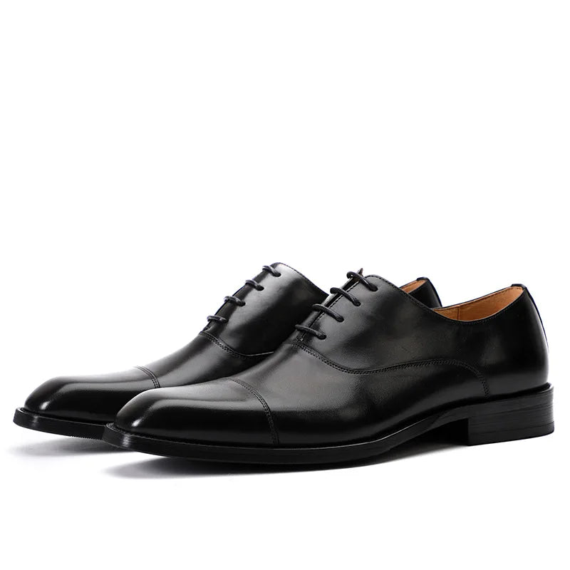 Chaussures en cuir formelles pour hommes, chaussures d'affaires britanniques décontractées Oxford confortables pour mariage en cuir véritable