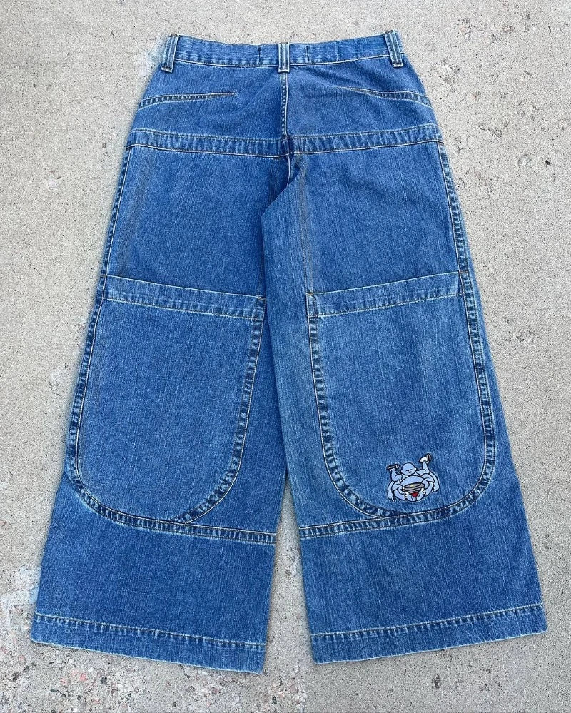 Y2K hommes Baggy Jeans vintage streetwear brodé Harajuku motif jeans hommes femmes sol américain Hip Hop gothique jambe large jean