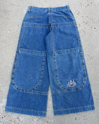 Y2K hommes Baggy Jeans vintage streetwear brodé Harajuku motif jeans hommes femmes sol américain Hip Hop gothique jambe large jean