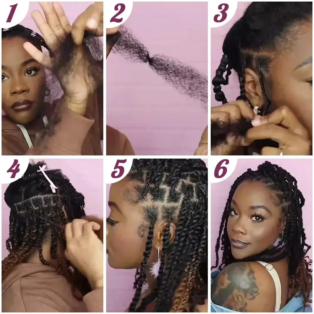 Extensions de cheveux humains afro crépus élégants en vrac noir naturel/marron/gris-léger pour tresser, coiffer et usage quotidien