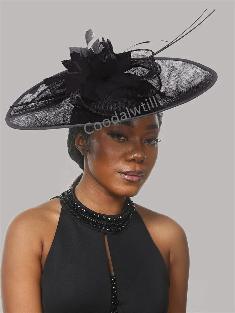Royal Ascot grand Chapeau fascinateur femmes Kentucky Derby plume grand Chapeau fascinateur fête mariage casque fleur église Chapeau