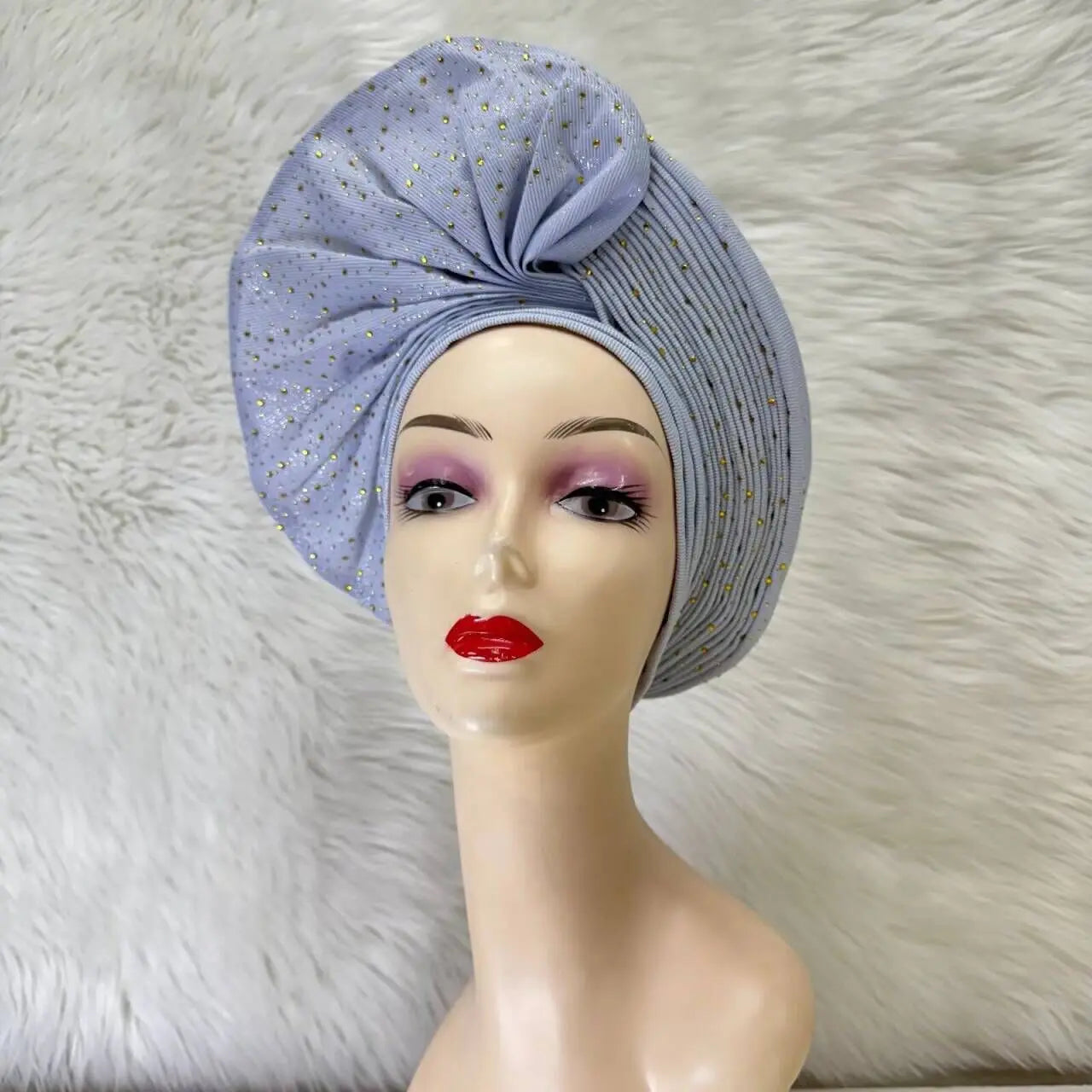 Turban de tête musulman pour femmes, Gele africain violet, casquettes déjà fabriquées, Auto Aso Oke, cravate de sauna Gele, chapeau rond pour dames, Z620-2 de fête