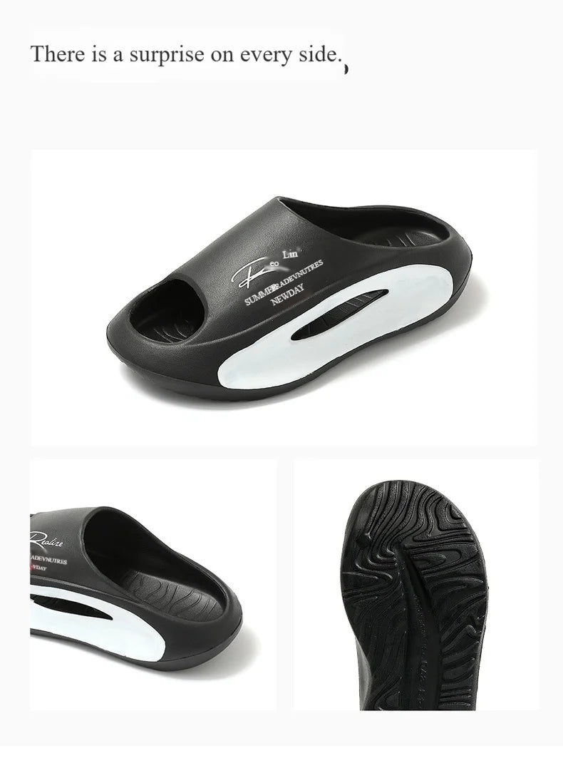 Pantoufles d'été pour hommes, semelle épaisse, douces, confortables, antidérapantes, respirantes, sandales de plage pour adolescents, garçons, chaussures de sport en plein air décontractées