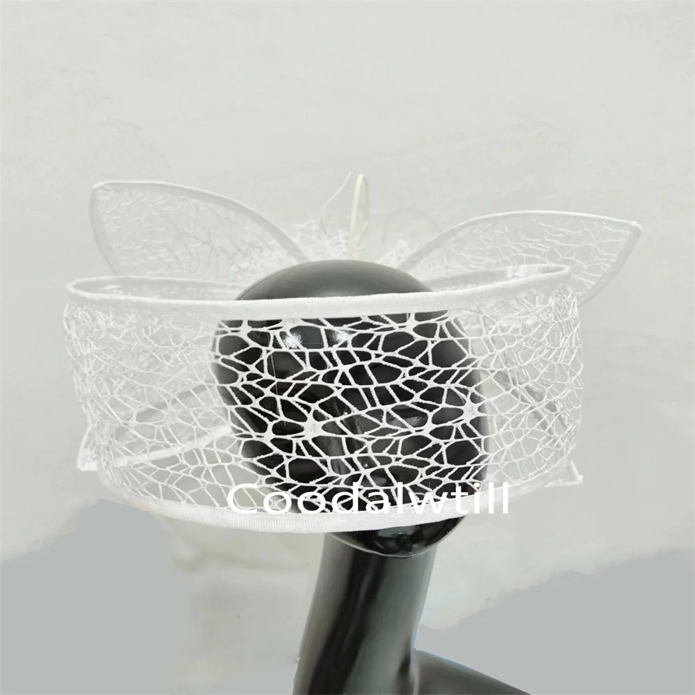 Fascinateur de mariage blanc pour femme, voile pour mariée, pièce de sauna de mariage, pince à cheveux pour femme, derby, fête, thé, Gatineau, casquette inery