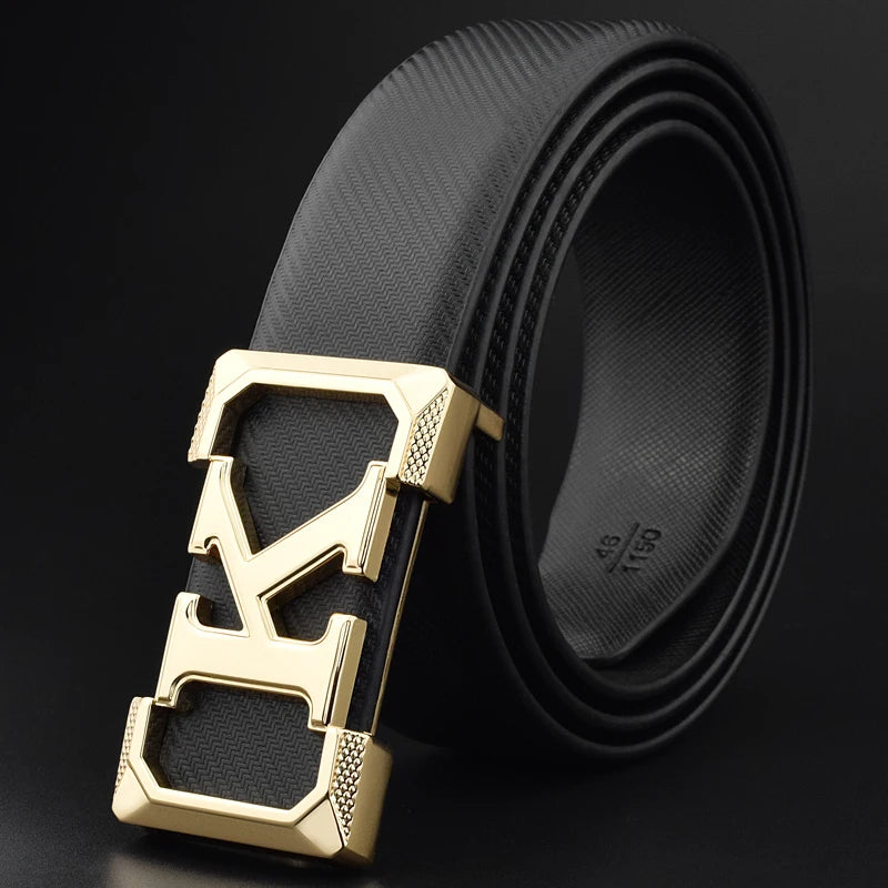 Haute qualité blanc ceinture garçon créateur de mode décontracté Coskin cuir métal boucle ceinture K lettre hommes ceinture
