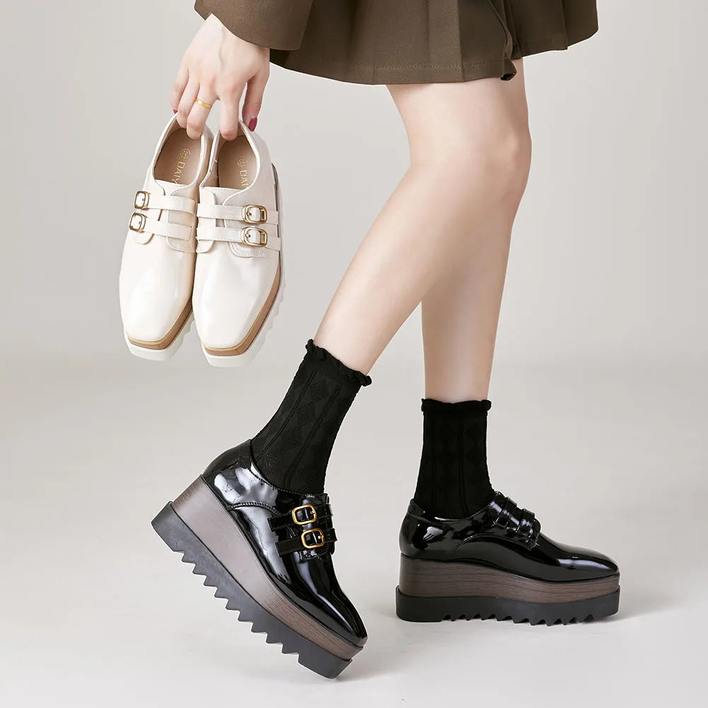 Plate-forme plate solide pour femmes, chaussures plates pour femmes, Parker carré, décontracté, printemps, automne, tout neuf, mode, strucgirls, loisirs