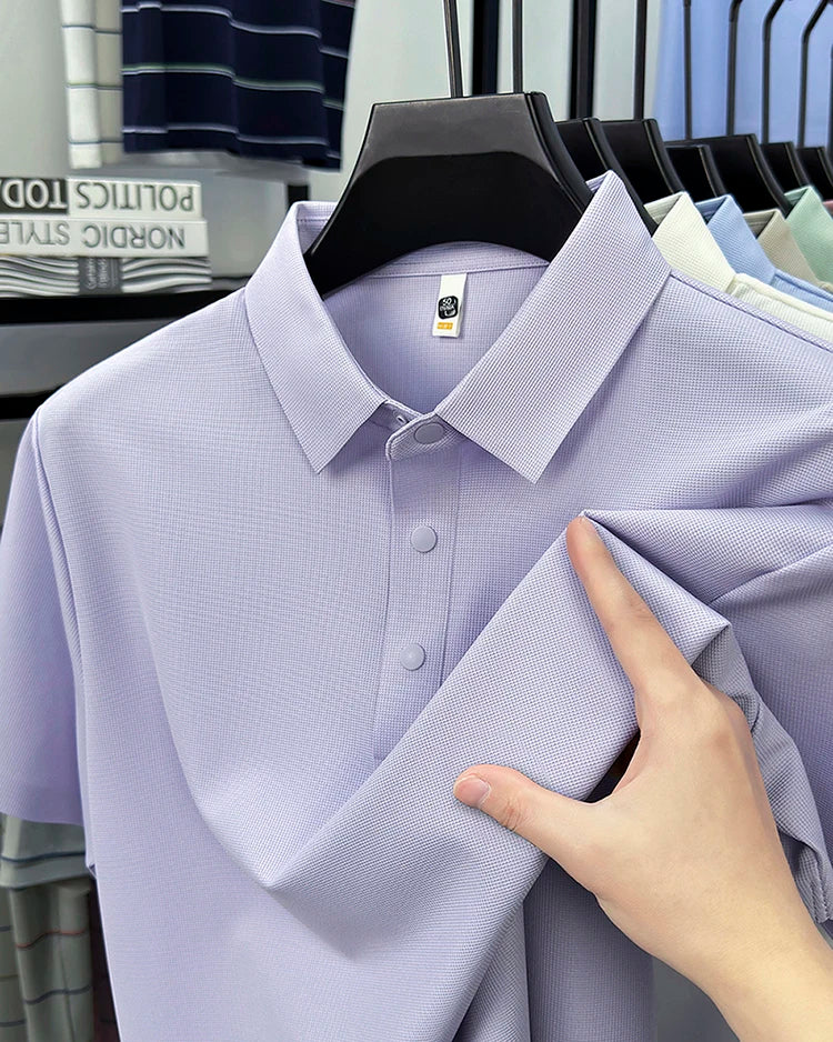 2025 Chemise polo gaufrée sportive pour hommes |   Tailles supérieures de Tennis de Golf évacuant l'humidité S-5XL, boutons-pression, antibactérien 7A de haute qualité