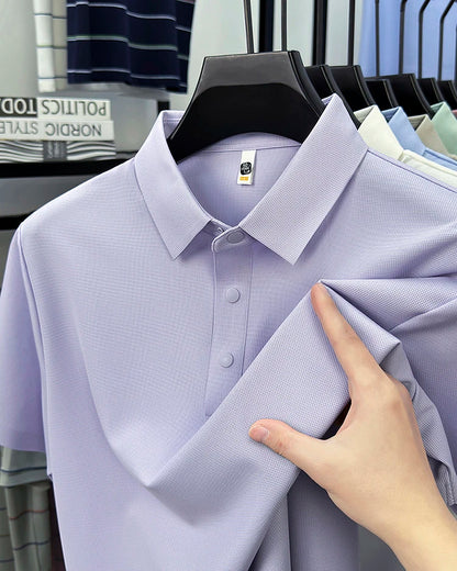 2025 Chemise polo gaufrée sportive pour hommes |   Tailles supérieures de Tennis de Golf évacuant l'humidité S-5XL, boutons-pression, antibactérien 7A de haute qualité